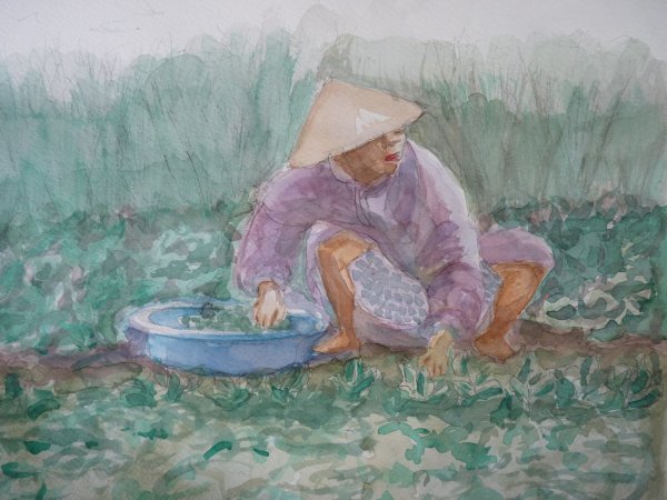 Vietnamienne au jardin