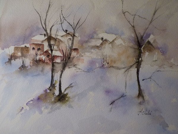 Village sous la neige