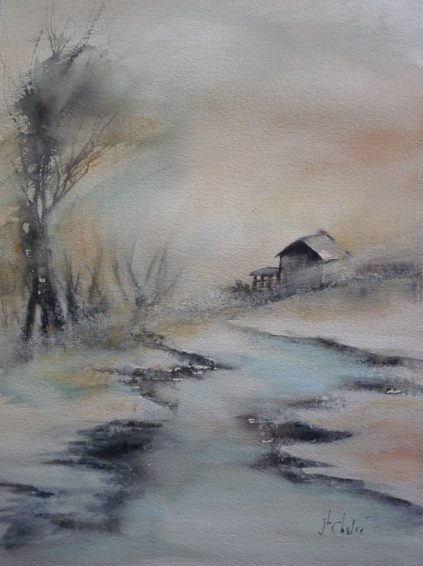 Petite ferme sous la neige