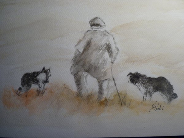 Avec mes deux Border Collies